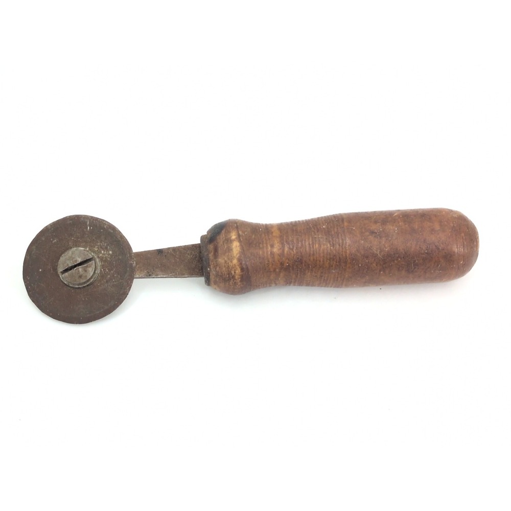 Vintage Leather Marking Tracing Cutting Wheel Tool Wood Handle USA Rustic